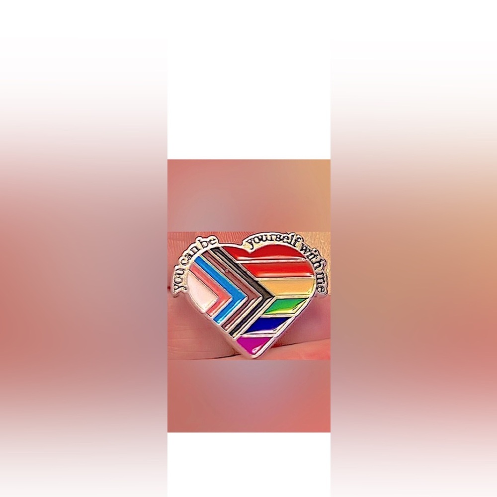 1 LGBTQ Subtle Inclusive Pride Flag Heart-Shaped Pin You can be yourself with me